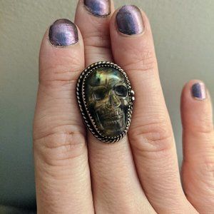 Labradorite Skull Ring
